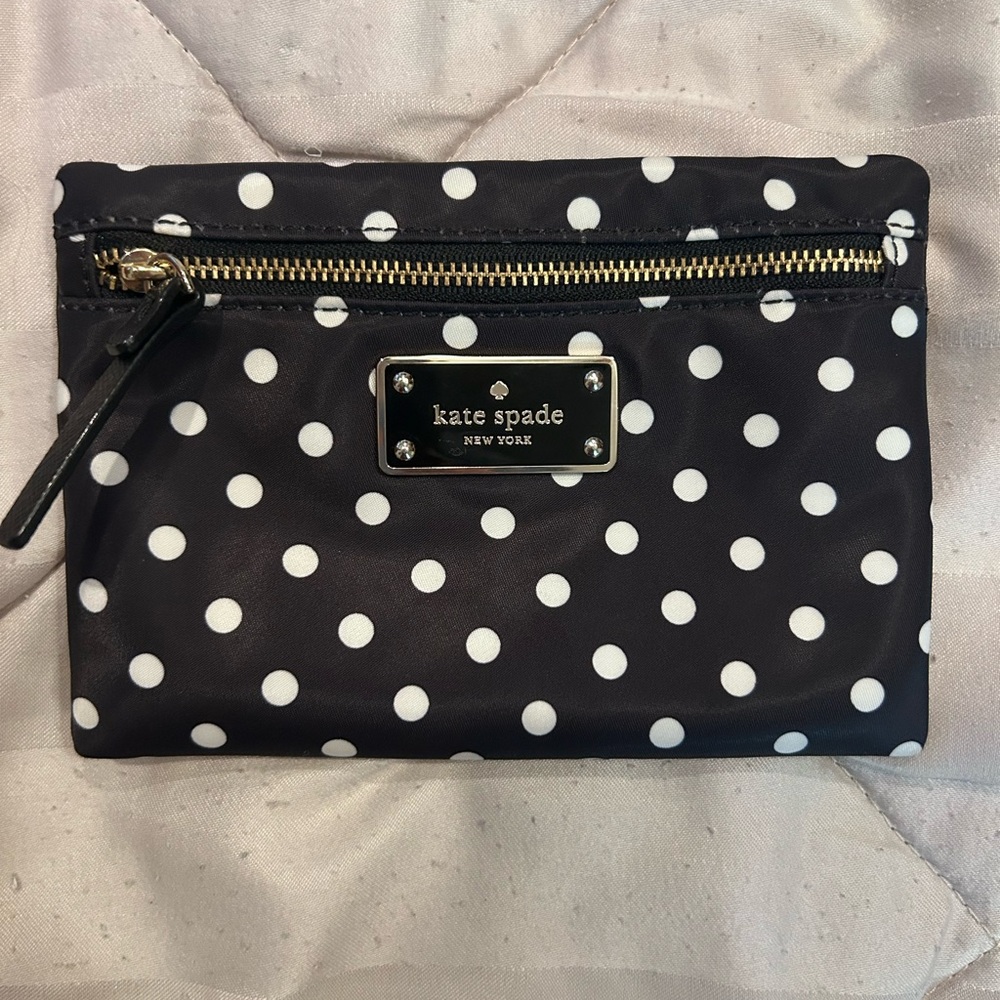 Kate Spade Black and White Polka Dot Nylon Pouch